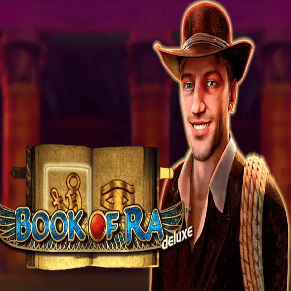 Slots logo of Book of Ra Deluxe from Novomatic at Kingmaker Casino