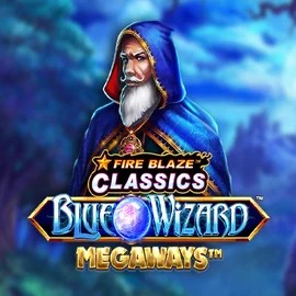 Fire Blaze Blue Wizard Megaways online game logo by Rarestone Gaming on king-maker-casino.org